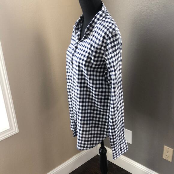 J. Crew Navy and White Gingham Button-Up Shirt - 12T - Picture 3 of 7